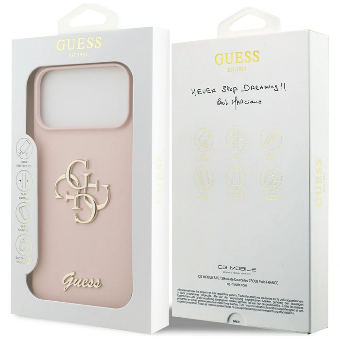 Guess Silicone Big 4G Script Apple iPhone 17 Pro Max pink