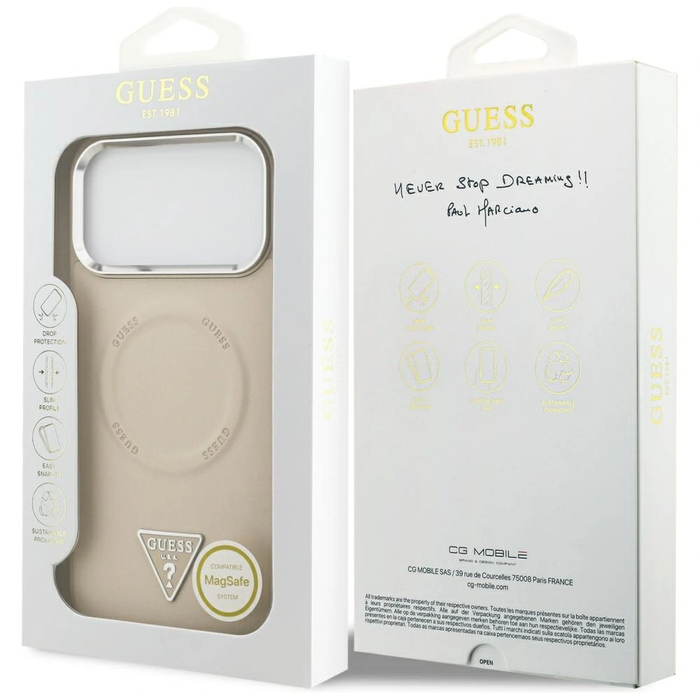 Guess Triangle Logo MagSafe Apple iPhone 17 Pro Max beige