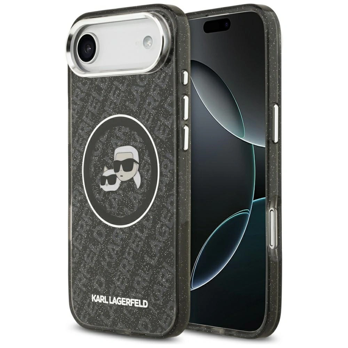 Karl Lagerfeld IML Glitter Karl & Choupette Heads Logo MagSafe Apple iPhone Air black