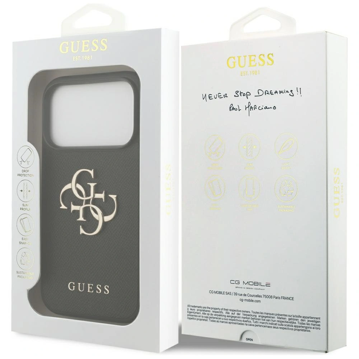 Guess Grained Big 4G & Classic Logo Apple iPhone 17 Pro black