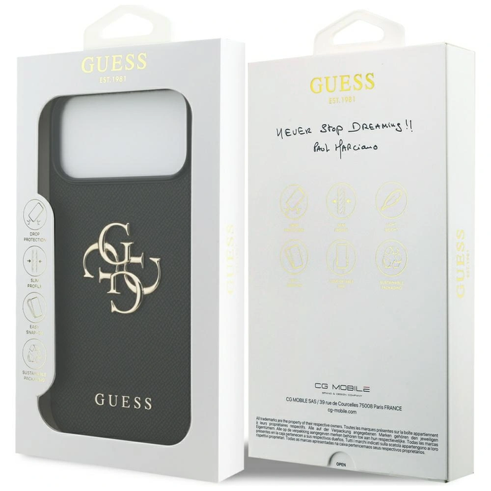 Guess Grained Big 4G & Classic Logo Apple iPhone 17 Pro Max black