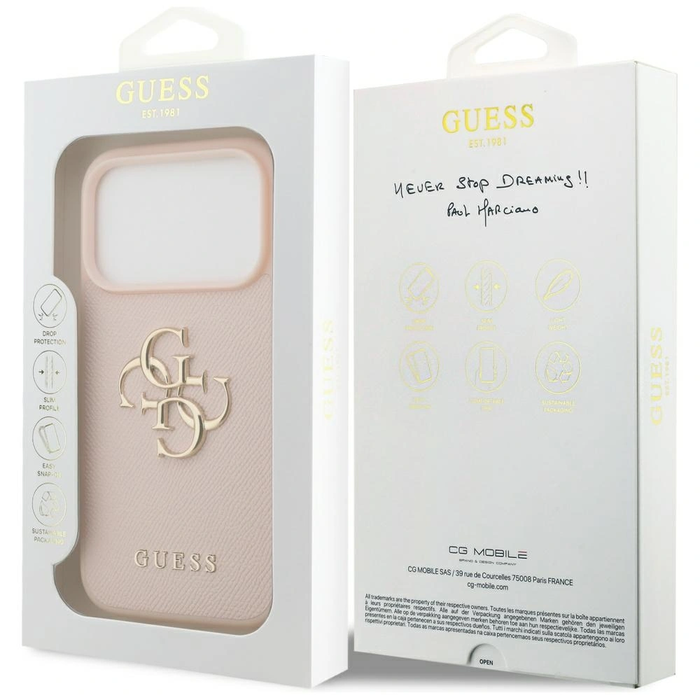 Guess Grained Big 4G & Classic Logo Apple iPhone 17 Pro pink