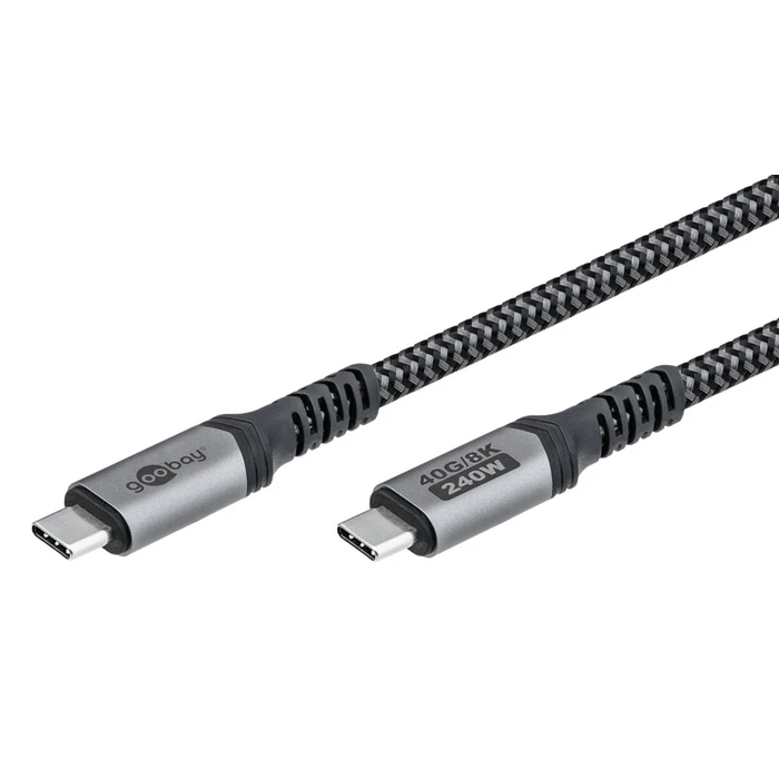 Καλώδιο USB-C Goobay 74212, USB4, 240W, 40Gbps, 8K/60Hz, 1.5m, γκρι