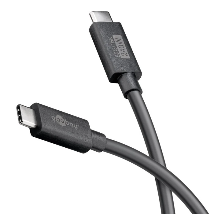 Καλώδιο USB-C Goobay 74376, Usb4, 240W, 80Gbps, 16K/60Hz, 1.2M, Μαύρο