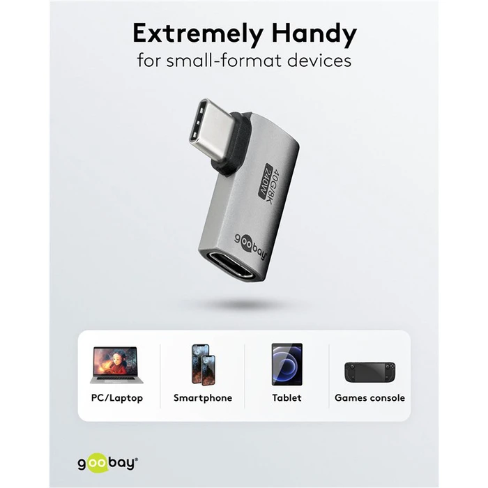 Αντάπτορας USB-C Goobay 74441, γωνιακός 90°, USB4, 240W, 40Gbps, 8K, γκρι