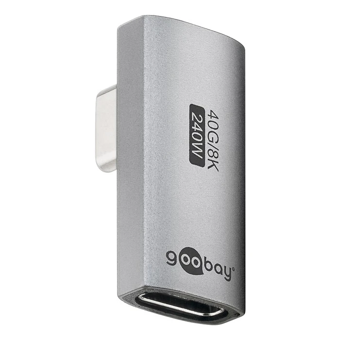 Αντάπτορας USB-C Goobay 74443, Γωνιακός 90°, Usb4, 240W, 40Gbps, 8K, Γκρι