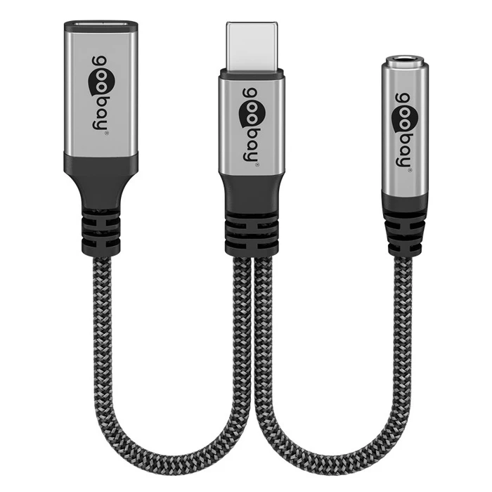 Αντάπτορας USB-C Goobay σε 3.5mm & USB-C 74524, 60W, 480Mbps, γκρι