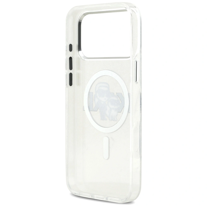 Karl Lagerfeld IML Glitter Karl & Choupette Sketch Logo MagSafe Apple iPhone 17 Pro Max clear