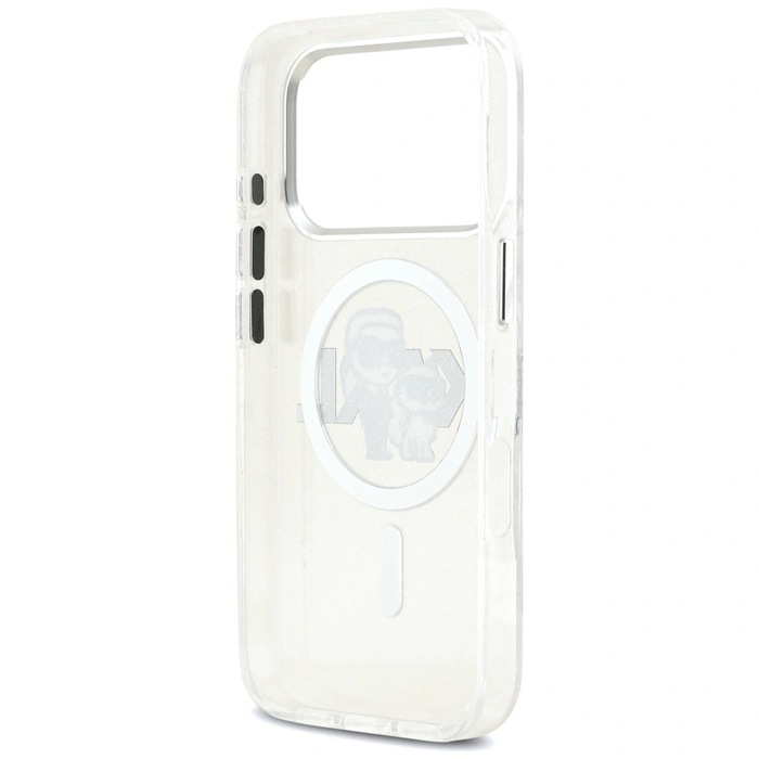 Karl Lagerfeld IML Glitter Karl & Choupette Sketch Logo MagSafe Apple iPhone 17 Pro clear