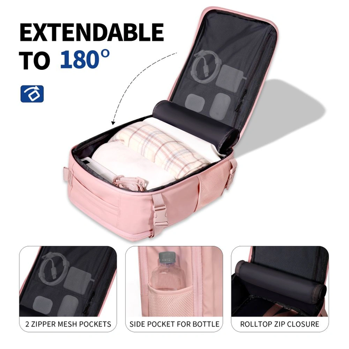 Tech-Protect Defender S50 Ryanair & Wizzair Travel Laptop Cabin Backpack 20L 40x20x25 Dusty Pink