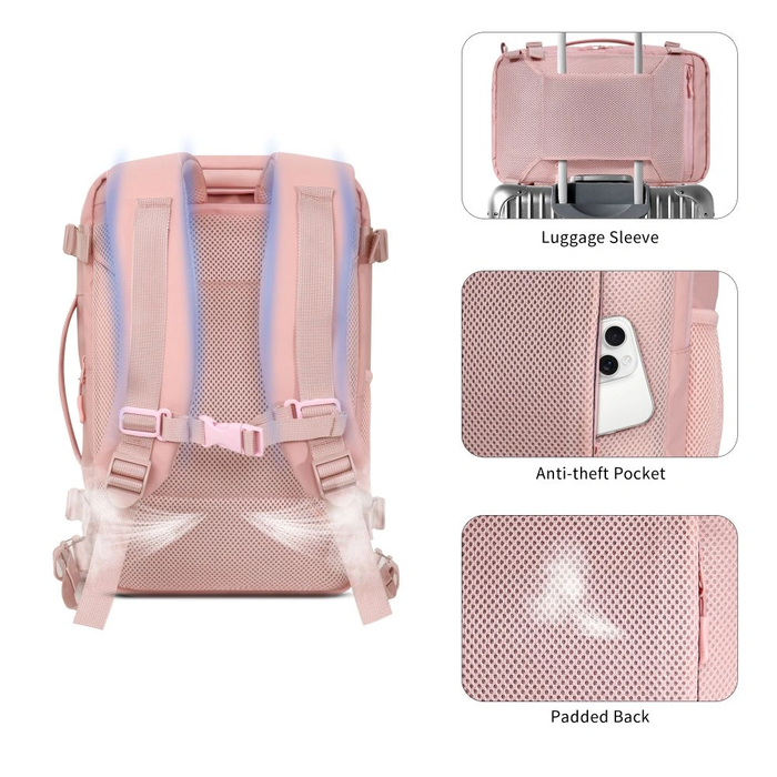 Tech-Protect Defender S50 Ryanair & Wizzair Travel Laptop Cabin Backpack 20L 40x20x25 Dusty Pink