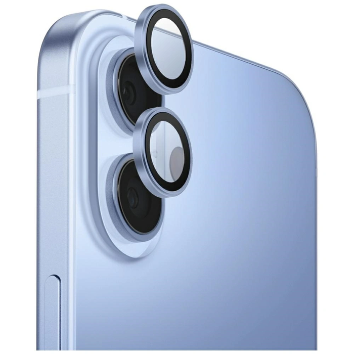 UNIQ Optix Aluminium Camera Lens Protector Apple iPhone 17 with an applicator blue