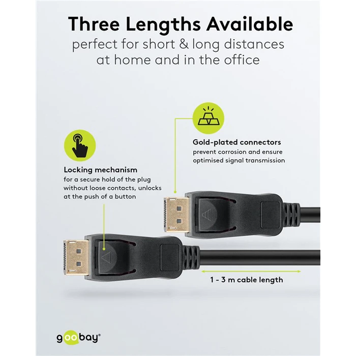 Goobay Cable DisplayPort male - DisplayPort male 1m Μαύρο (74777)