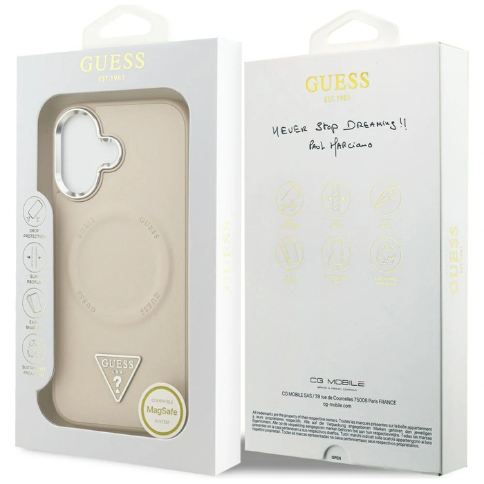 Guess Triangle Logo MagSafe Apple iPhone 17 beige