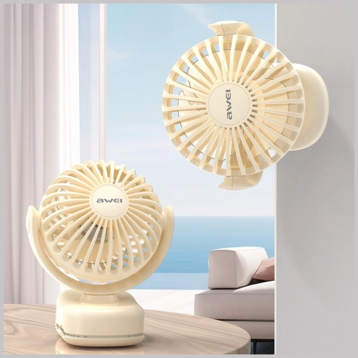 Mini Desk fan AWEI F45 with Clip 1200mAh White
