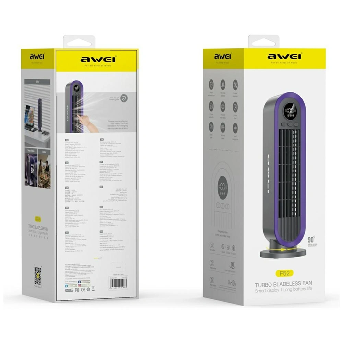 Tower fan AWEI F52 3600mAh Grey