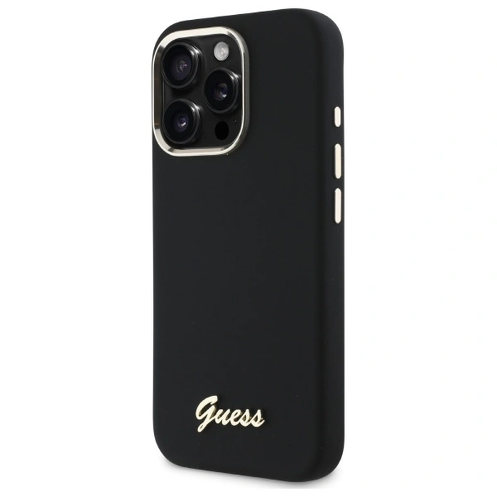 Guess Apple iPhone 16 Pro hardcase Silicone Script Metal Logo & Frame black