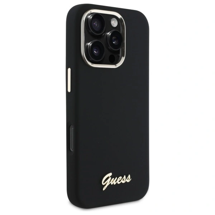 Guess Apple iPhone 16 Pro hardcase Silicone Script Metal Logo & Frame black