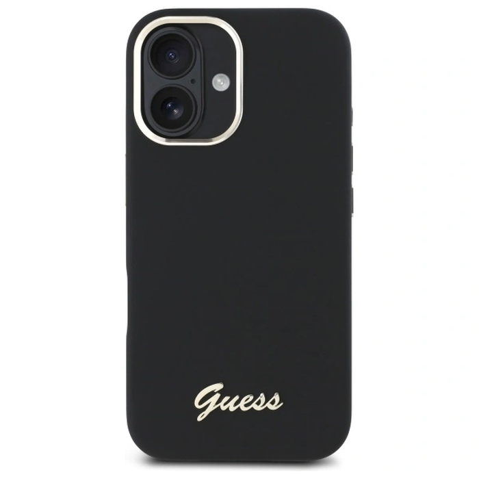 Guess Apple iPhone 16 Plus hardcase Silicone Script Metal Logo & Frame black