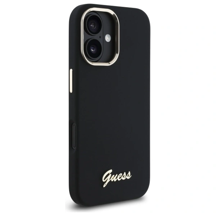 Guess Apple iPhone 16 Plus hardcase Silicone Script Metal Logo & Frame black