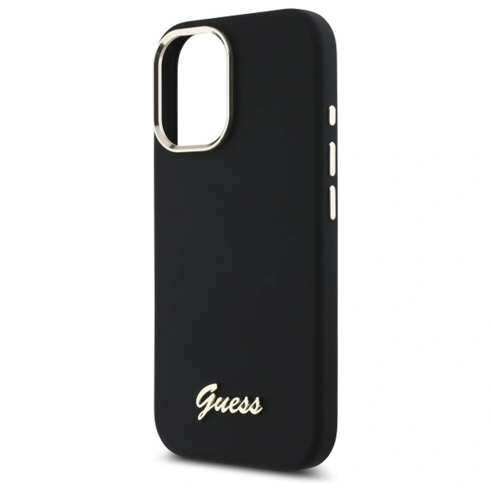 Guess Apple iPhone 16 Plus hardcase Silicone Script Metal Logo & Frame black