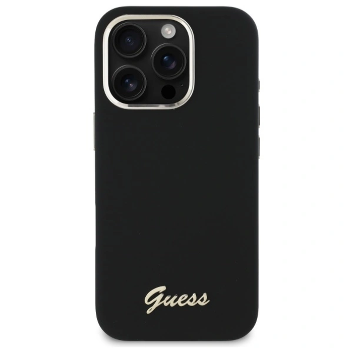 Guess Apple iPhone 16 Pro Max hardcase Silicone Script Metal Logo & Frame black