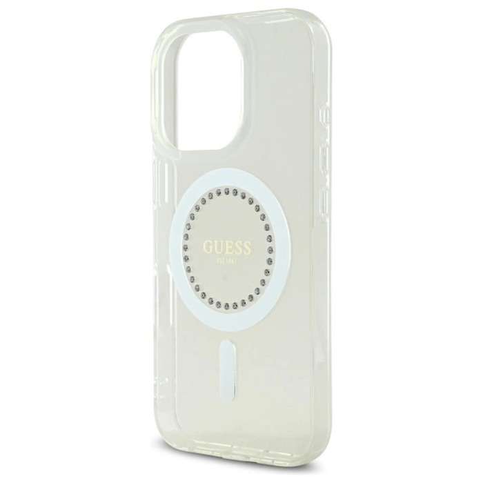 Guess Apple iPhone 16 Pro hardcase IML Rhinestones MagSafe white