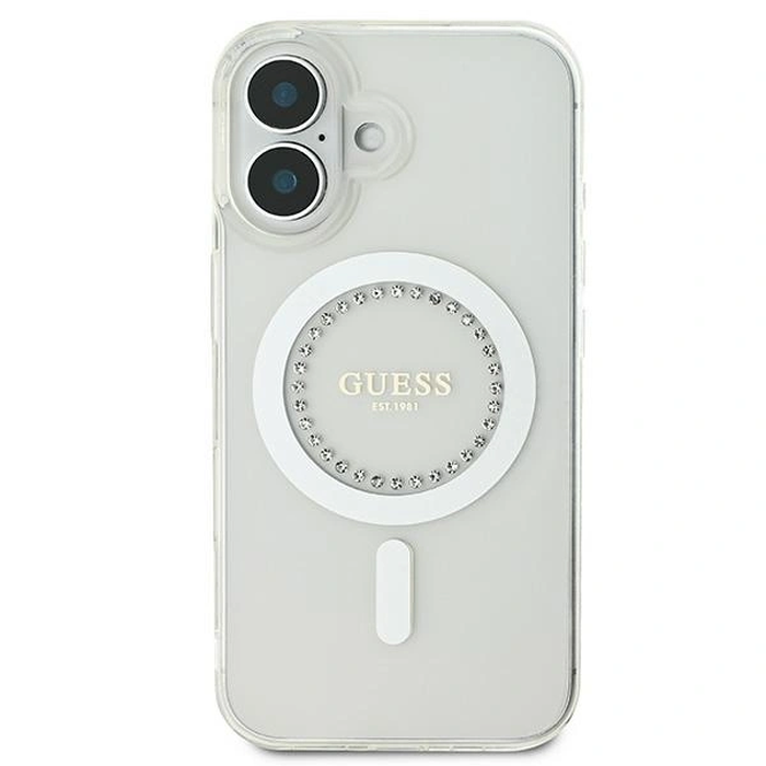 Guess Apple iPhone 16 Plus hardcase IML Rhinestones MagSafe white