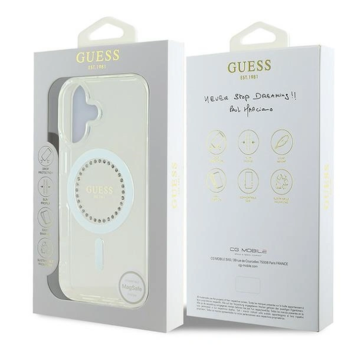 Guess Apple iPhone 16 Plus hardcase IML Rhinestones MagSafe white