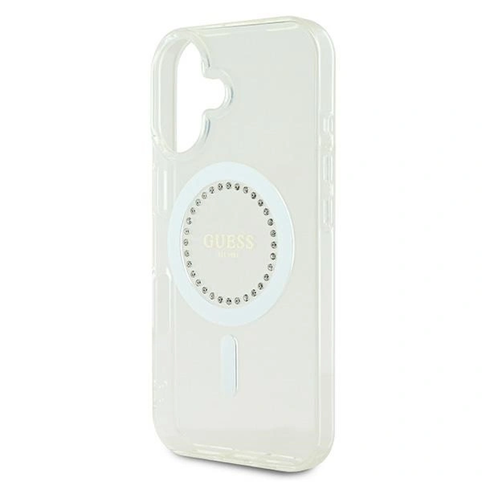 Guess Apple iPhone 16 hardcase IML Rhinestones MagSafe white