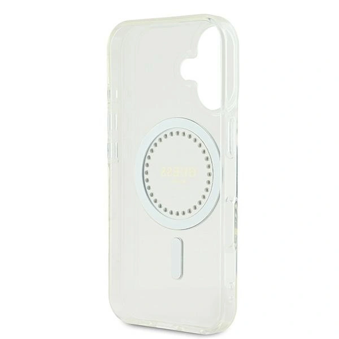 Guess Apple iPhone 16 hardcase IML Rhinestones MagSafe white