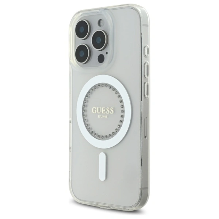 Guess Apple iPhone 16 Pro Max hardcase IML Rhinestones MagSafe white