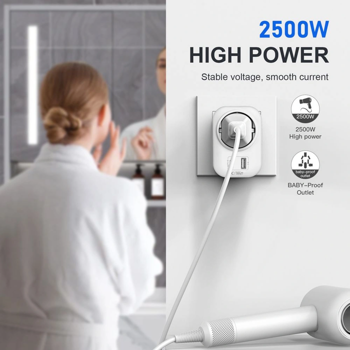 Tech-Protect TA100 Travel Adapter UK / EU White