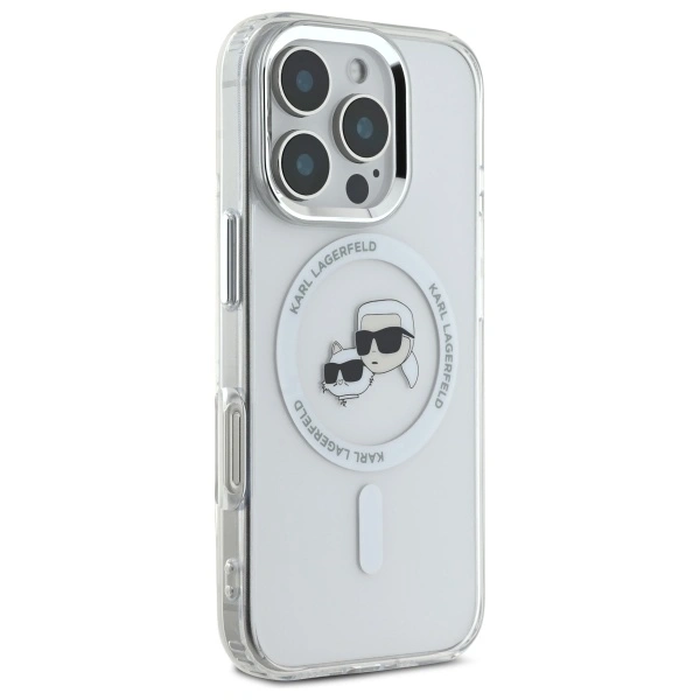 Karl Lagerfeld Apple iPhone 16 Pro hardcase IML Metal Karl&Choupette Head MagSafe white