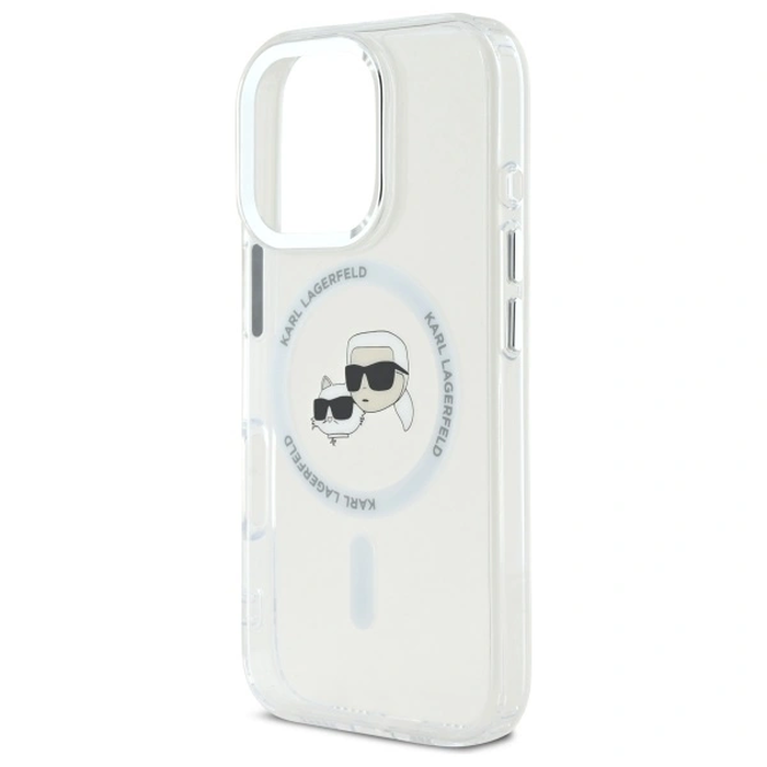 Karl Lagerfeld Apple iPhone 16 Pro hardcase IML Metal Karl&Choupette Head MagSafe white