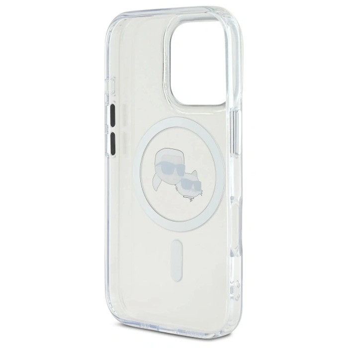 Karl Lagerfeld Apple iPhone 16 Pro hardcase IML Metal Karl&Choupette Head MagSafe white