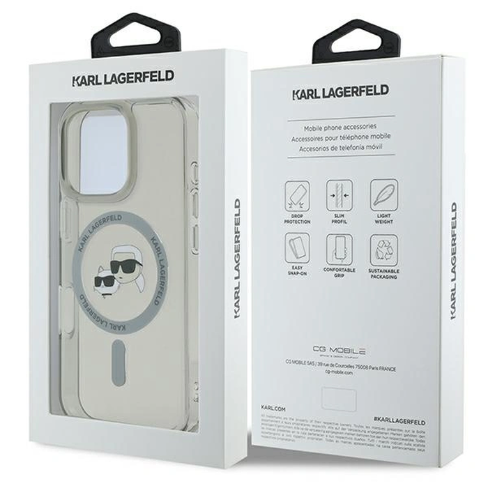 Karl Lagerfeld Apple iPhone 16 Pro hardcase IML Metal Karl&Choupette Head MagSafe black