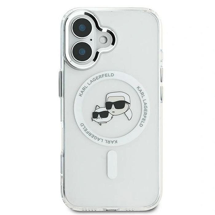Karl Lagerfeld Apple iPhone 16 Plus hardcase IML Metal Karl&Choupette Head MagSafe white
