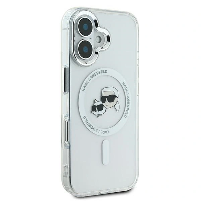 Karl Lagerfeld Apple iPhone 16 Plus hardcase IML Metal Karl&Choupette Head MagSafe white