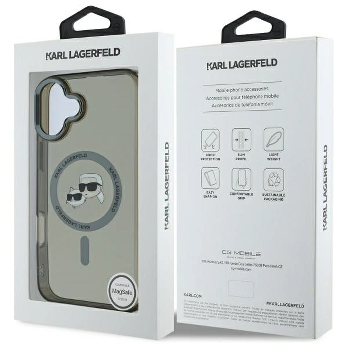 Karl Lagerfeld Apple iPhone 16 Plus hardcase IML Metal Karl&Choupette Head MagSafe black