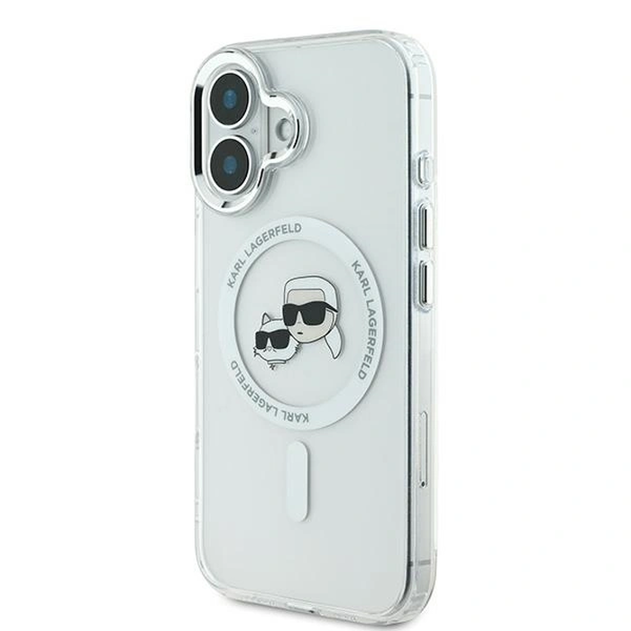 Karl Lagerfeld Apple iPhone 16 hardcase IML Metal Karl&Choupette Head MagSafe white