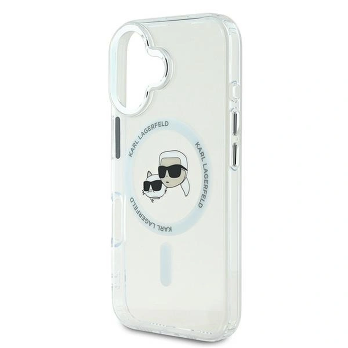 Karl Lagerfeld Apple iPhone 16 hardcase IML Metal Karl&Choupette Head MagSafe white