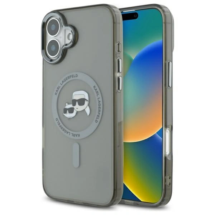 Karl Lagerfeld Apple iPhone 16 hardcase IML Metal Karl&Choupette Head MagSafe black