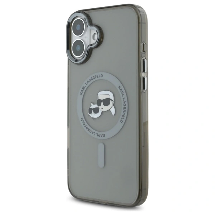 Karl Lagerfeld Apple iPhone 16 hardcase IML Metal Karl&Choupette Head MagSafe black