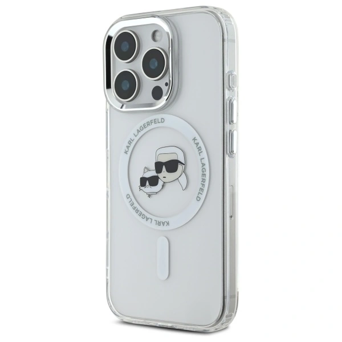 Karl Lagerfeld Apple iPhone 16 Pro Max hardcase IML Metal Karl&Choupette Head MagSafe white