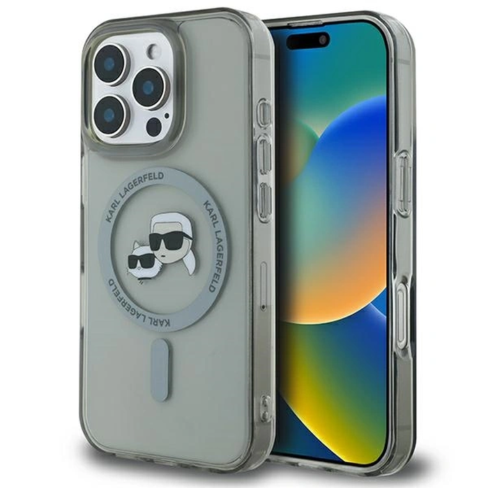 Karl Lagerfeld Apple iPhone 16 Pro Max hardcase IML Metal Karl&Choupette Head MagSafe black