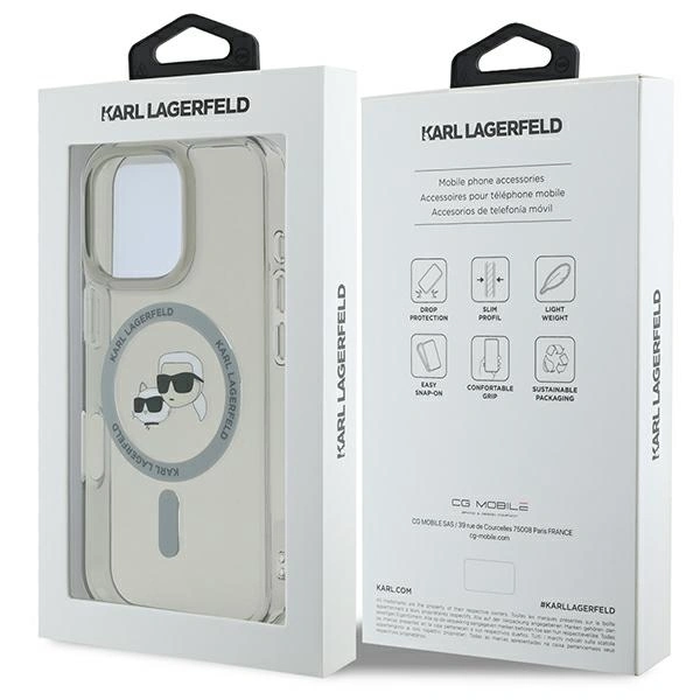 Karl Lagerfeld Apple iPhone 16 Pro Max hardcase IML Metal Karl&Choupette Head MagSafe black