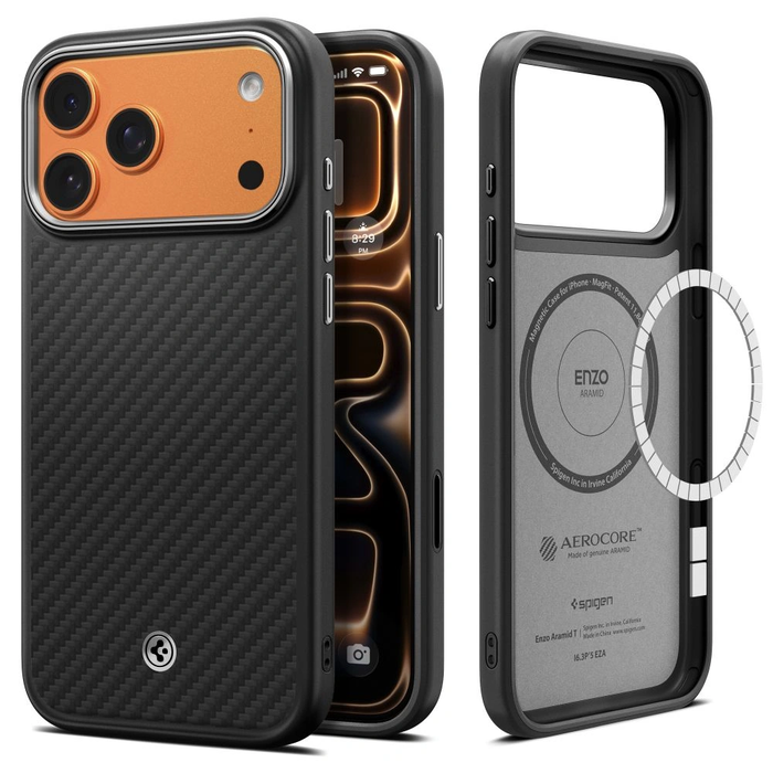 Spigen Enzo Aramid T Mag MagSafe Apple iPhone 17 Pro / 18 Pro Black/silver