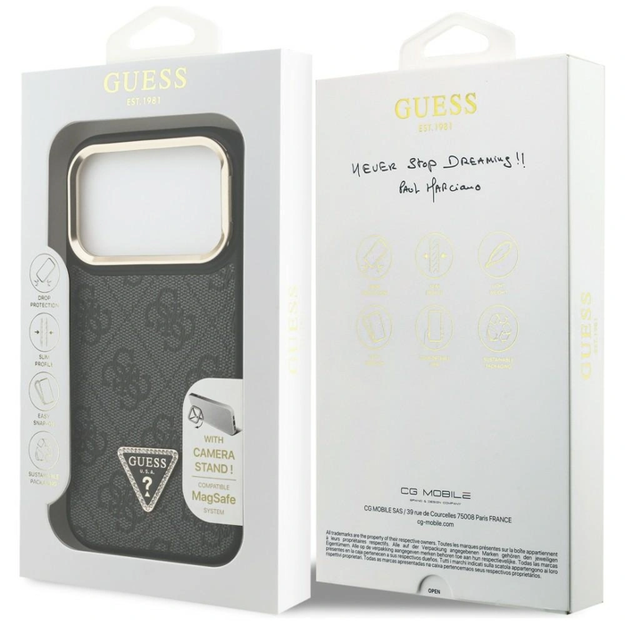 Guess 4G PU Triangle Logo & Stand Camera MagSafe Apple iPhone 17 Pro black