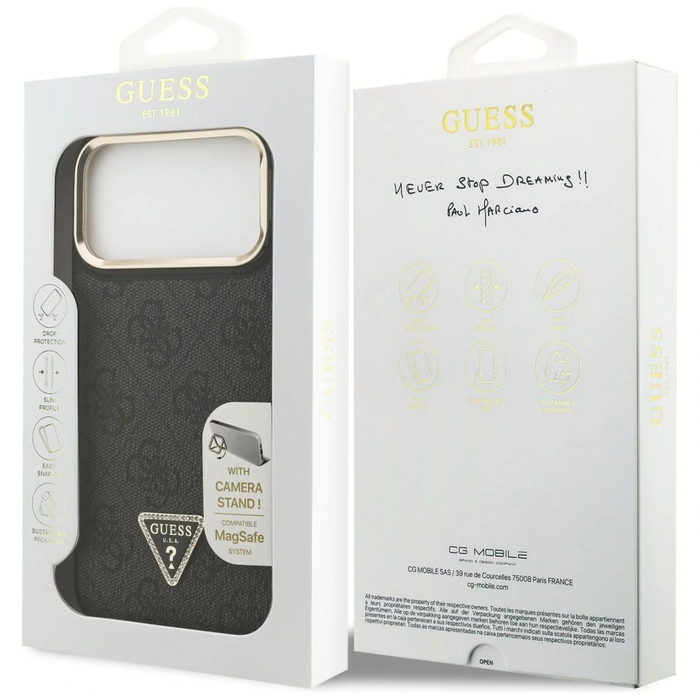 Guess 4G PU Triangle Logo & Stand Camera MagSafe Apple iPhone 17 Pro Max black